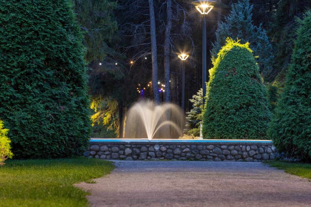 Parc Lepage fontaine soir Parc Lepage fontaine soir